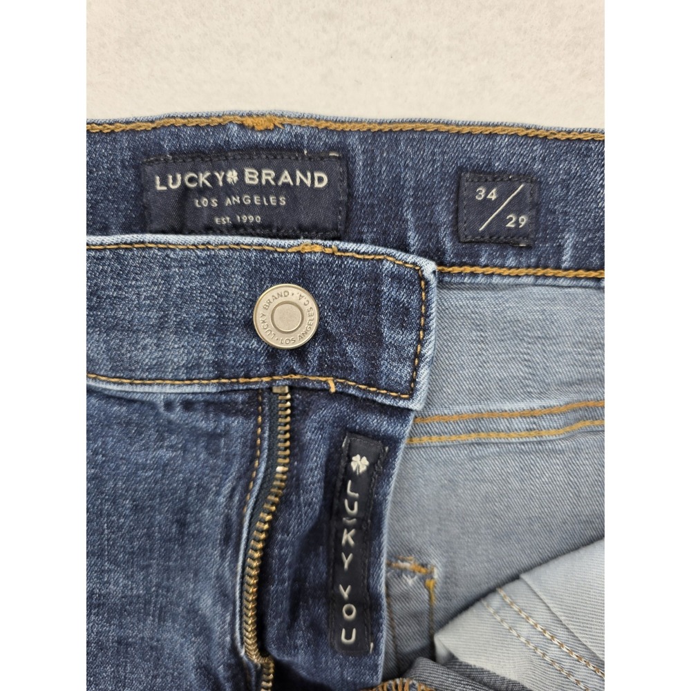 Lucky Brand 410 Athletic Straight Jeans Mens 34x29 Blue Stretch Denim - Picture 7 of 12